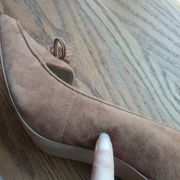Ann Taylor Aiden Suede Tasseled Loafer Pump Size 7.5 Academia Old Money Office - Picture 5 of 16